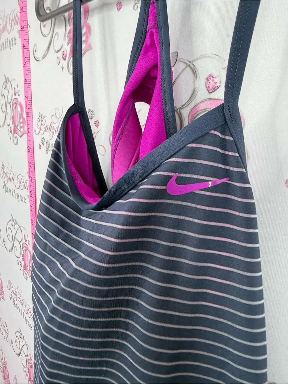 Nike tank top Navy Striped & Pink Racerback Sleep Tank